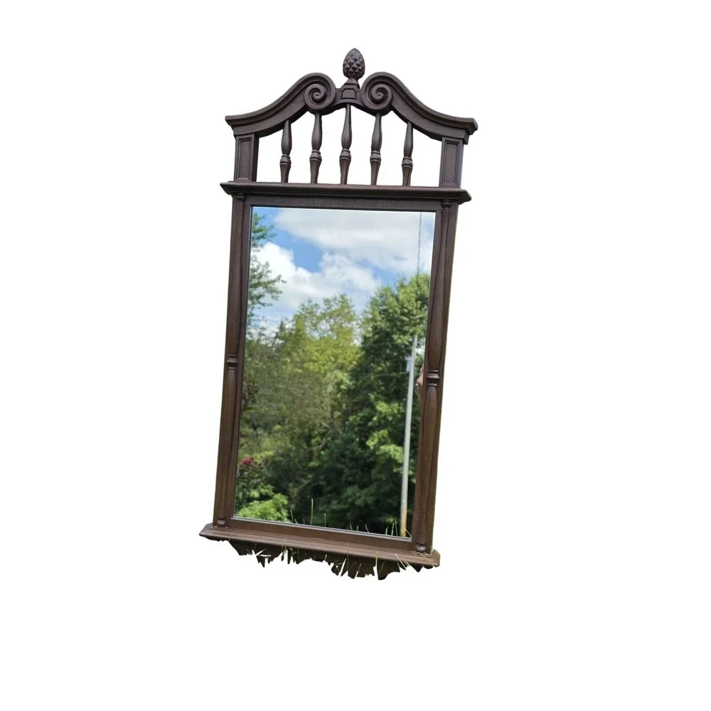 Vintage Homco 2058 Brown Plastic Accent Mirror Arched Frame Wall Decor USA